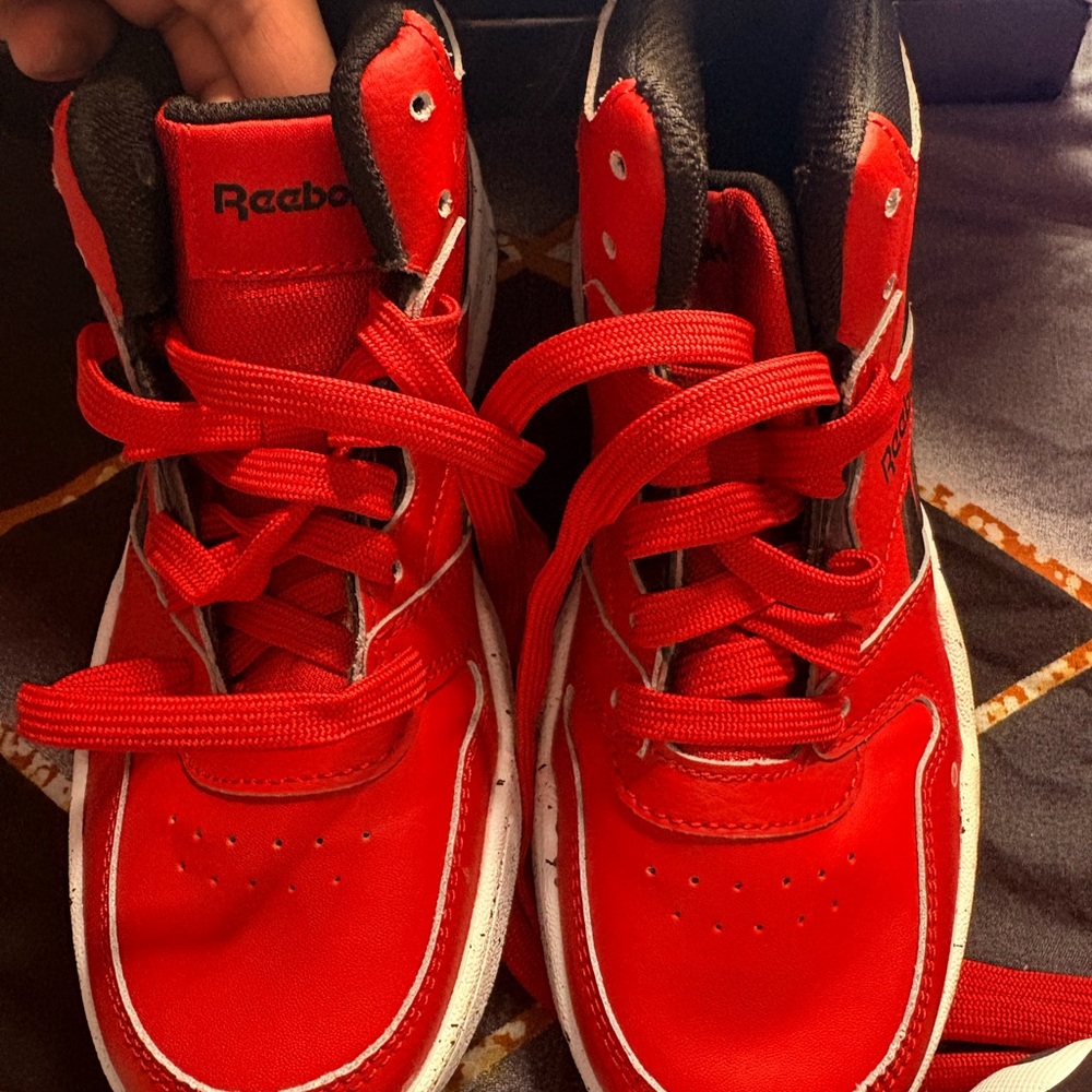 Reebok Kids Red High-Top Sneakers with White Trim